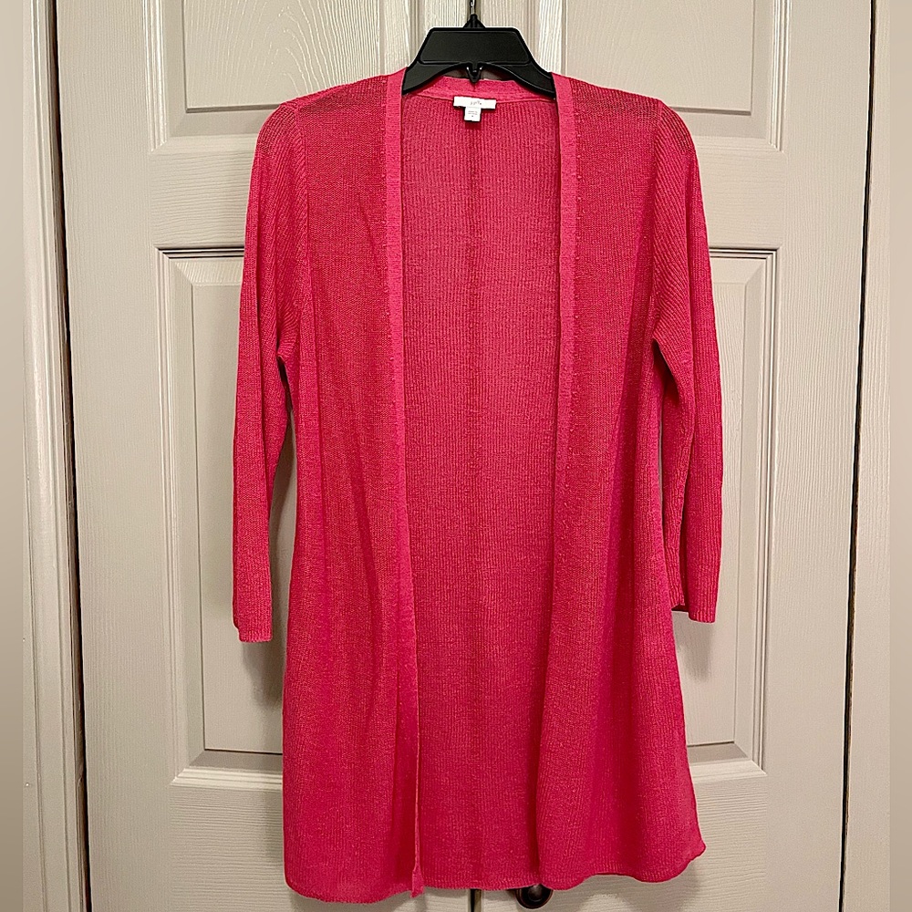 J.Jill Pink Linen Blend Lightweight Cardigan